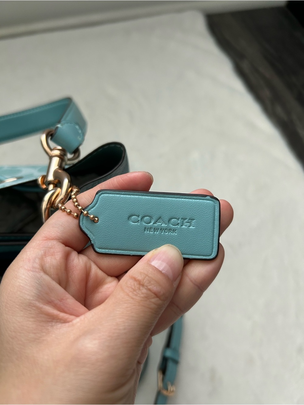 Coach Teal Signature Drawstring Bucket Bag with Pouch - Picture 3 of 8